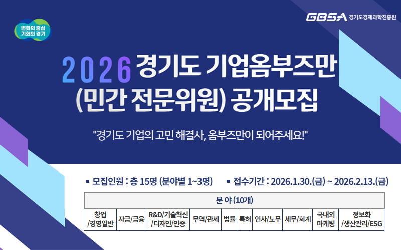 2026년 경기도 기업옴부즈만(민간전문 위원) 공개모집